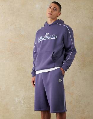 Asos Design Basketball Shorts With Sporty Rubberized Print In Purple