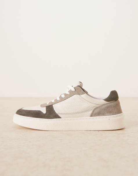 ASOS DESIGN - Baskets à empiècements en daim et cuir blanc cassé - Gris - view 1