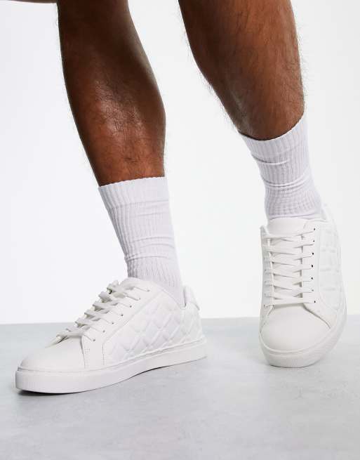 ASOS DESIGN - Baskets à lacets avec empiècements en relief - Blanc
