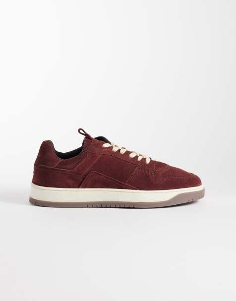 ASOS DESIGN - Baskets à lacets en daim avec empiècements et détails blanc cassé - Bordeaux - view 1