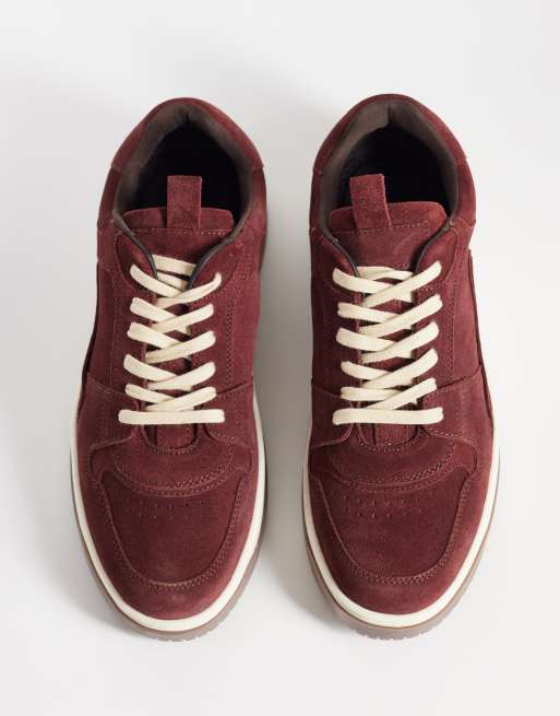 ASOS DESIGN - Baskets à lacets en daim avec empiècements et détails blanc cassé - Bordeaux, 2 de 5
