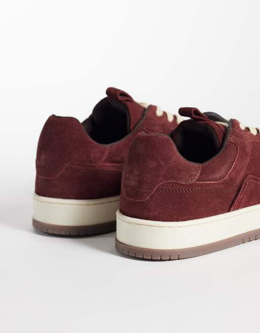 ASOS DESIGN - Baskets à lacets en daim avec empiècements et détails blanc cassé - Bordeaux, 4 de 5