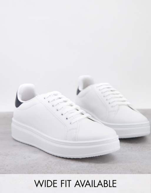 ASOS DESIGN - Baskets à semelle chunky avec talon contrastant - Blanc