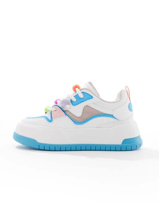 ASOS DESIGN - Baskets à semelle chunky - Blanc/bleu , 2 de 4