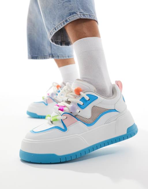 ASOS DESIGN - Baskets à semelle chunky - Blanc/bleu , 4 de 4