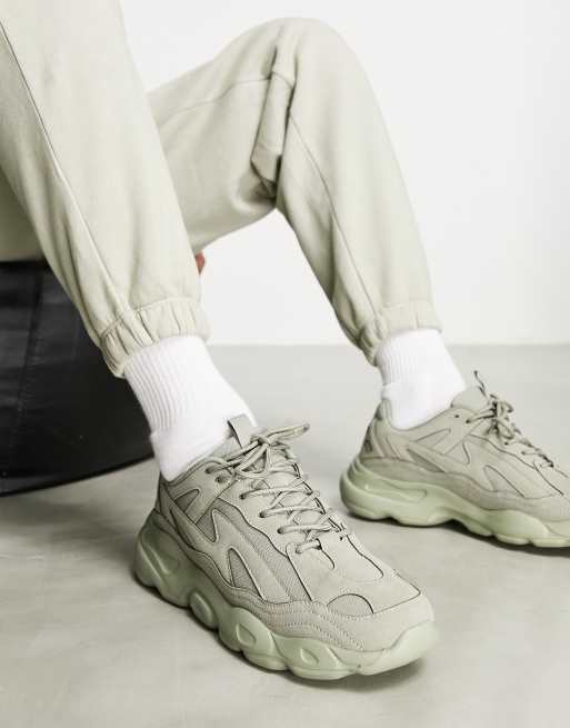 ASOS DESIGN - Baskets à semelle chunky en imitation daim - Kaki