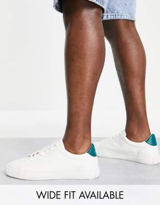 ASOS DESIGN trainers in white with green back tab - ASOS Price Checker