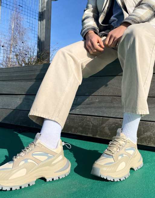 ASOS DESIGN - Baskets chunky à empiècements en caoutchouc - Taupe