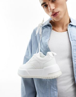 ASOS DESIGN chunky trainers in white with perforated panels - ASOS Price Checker