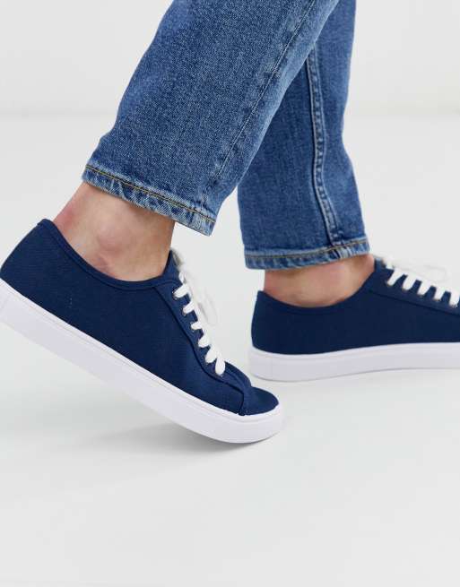 ASOS DESIGN - Baskets en toile - Bleu marine