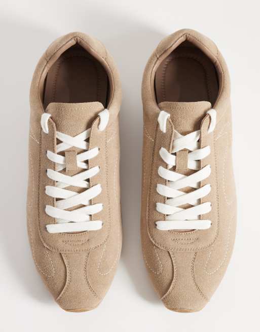 ASOS DESIGN - Baskets lacées rétro en daim mélangé - Taupe, 2 de 5