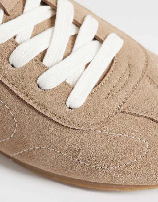 ASOS DESIGN - Baskets lacées rétro en daim mélangé - Taupe, 3 de 5