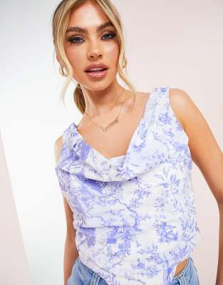 ASOS basque top in toile de print-Multi - Asos | StyleSearch