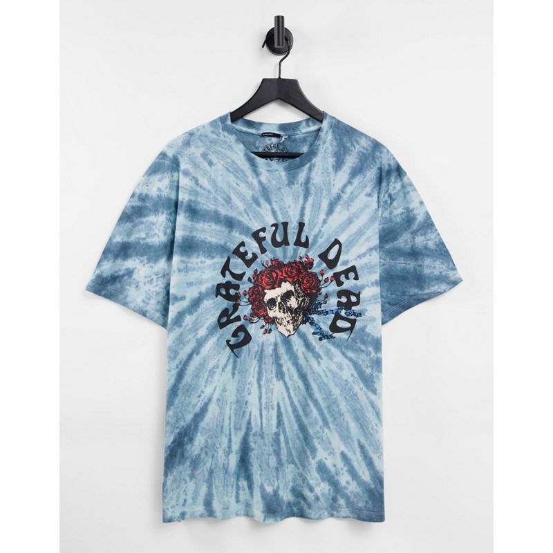 DESIGN – Batik-T-Shirt in Blau mit Grateful-Dead-Print 