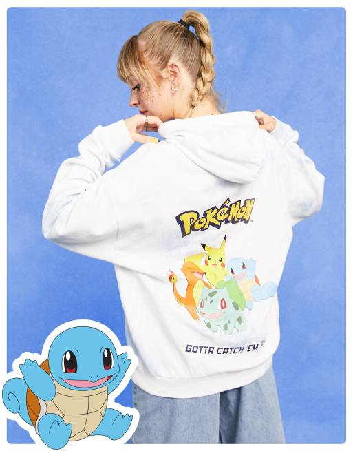 ASOS DESIGN – Batikmönstrad huvtröja i oversize med Pokémon-tryck