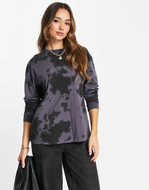 ASOS DESIGN – Batikmönstrad långärmad t-shirt i oversize