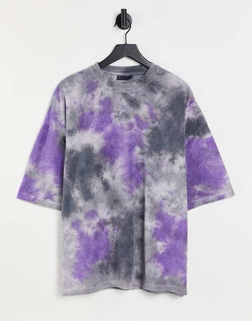 ASOS DESIGN – Batikmönstrad t-shirt i frotté och oversize