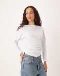 [ASOS DESIGN] ASOS DESIGN batwing cinched slash neck draped top in blue S Light blue