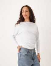 ASOS DESIGN modal one shoulder draped top in slate gray