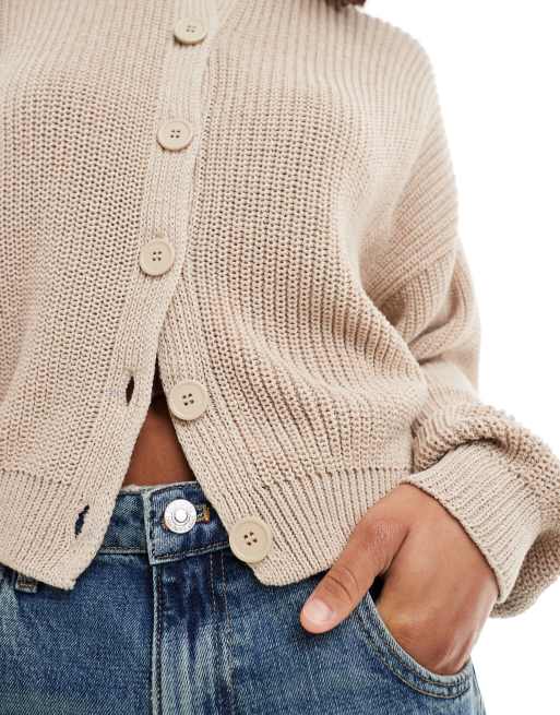 ASOS DESIGN batwing knitted cardigan in cream taupe