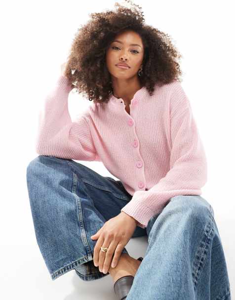 ASOS DESIGN batwing knitted cardigan in soft pink - view 1