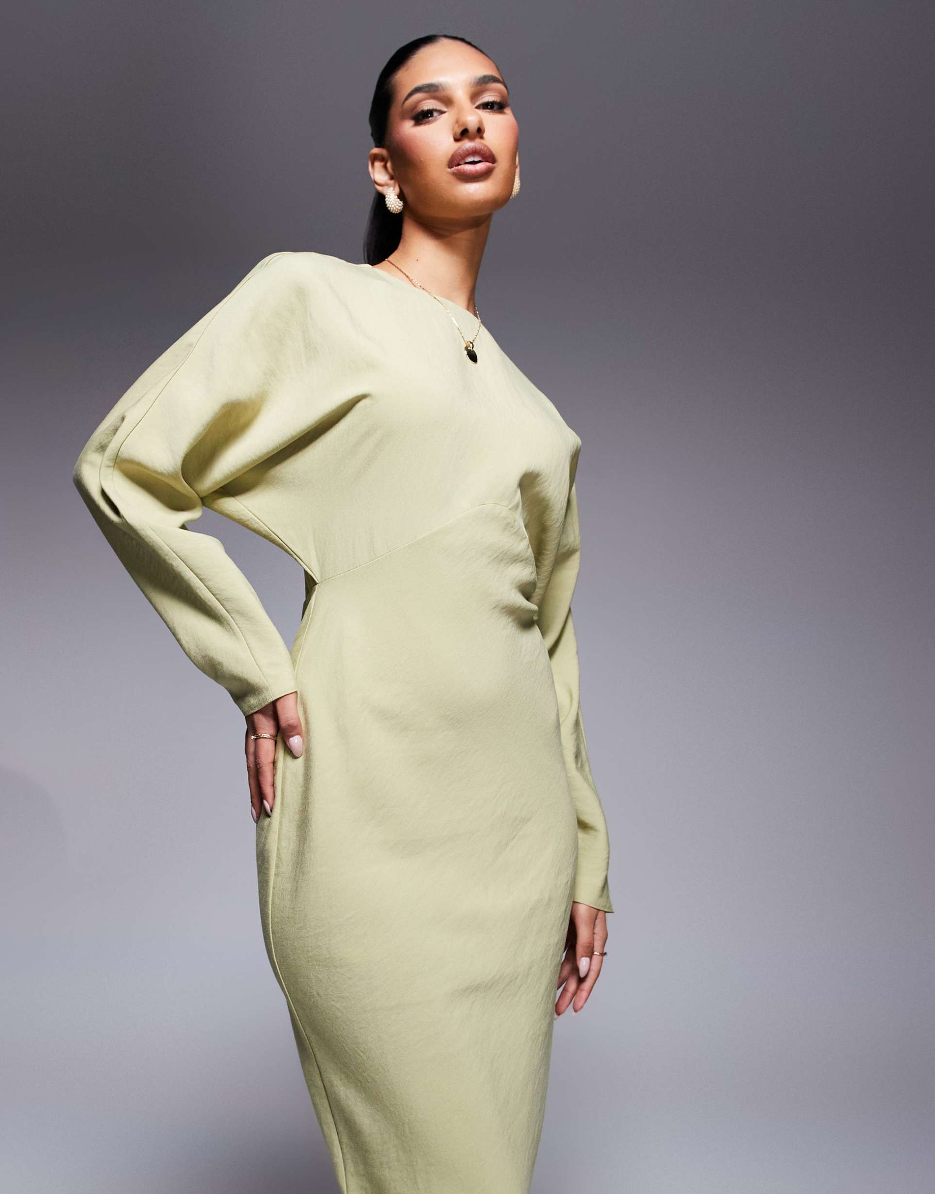 asos design batwing maxi dress in light sage