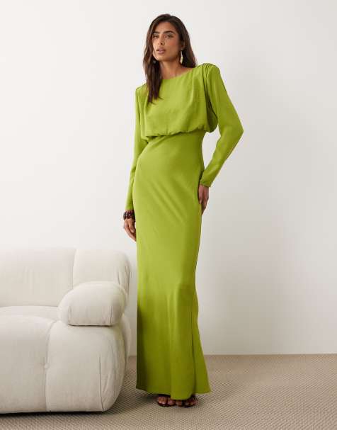 ASOS DESIGN batwing maxi dress in lime