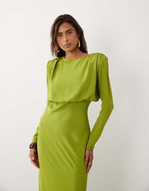 ASOS DESIGN batwing maxi dress in lime, 3 of 4