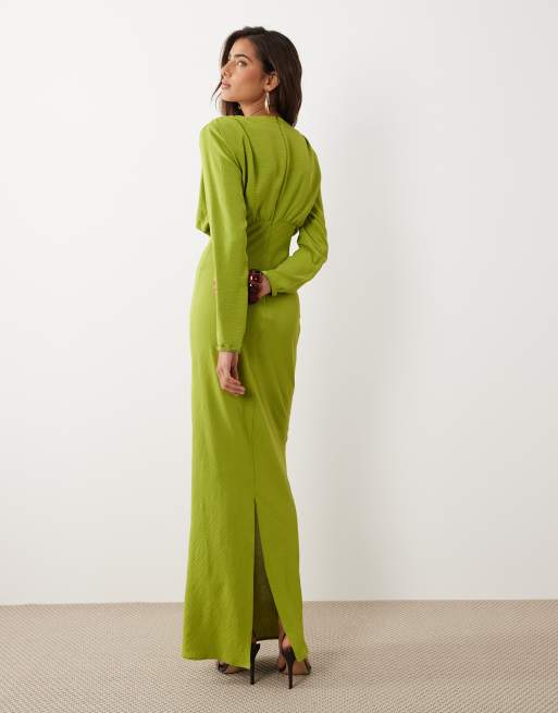 ASOS DESIGN batwing maxi dress in lime, 4 of 4