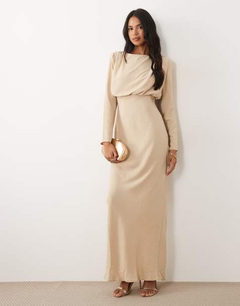 ASOS DESIGN batwing maxi dress in stone