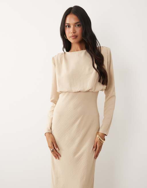 ASOS DESIGN batwing maxi dress in stone, 3 of 4