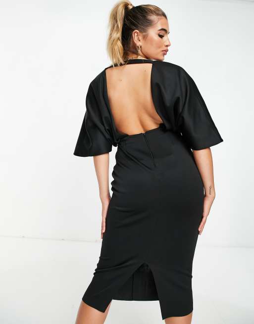 ASOS DESIGN batwing midi pencil dress in black | ASOS