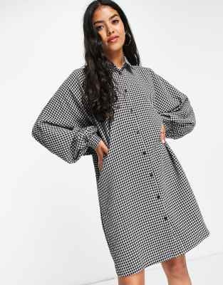 ASOS DESIGN batwing mini shirt dress in gingham-Multi