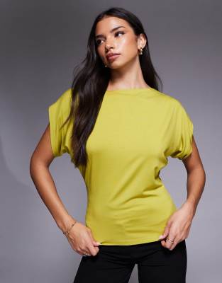 Asos Design Batwing Modal Short Sleeve Top In Green