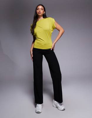 Asos Design Batwing Modal Short Sleeve Top In Green