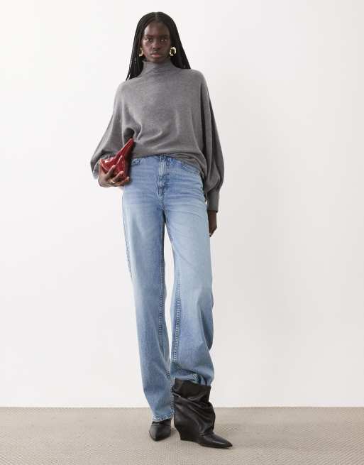 ASOS DESIGN batwing roll neck sweater in charcoal, 2 of 4