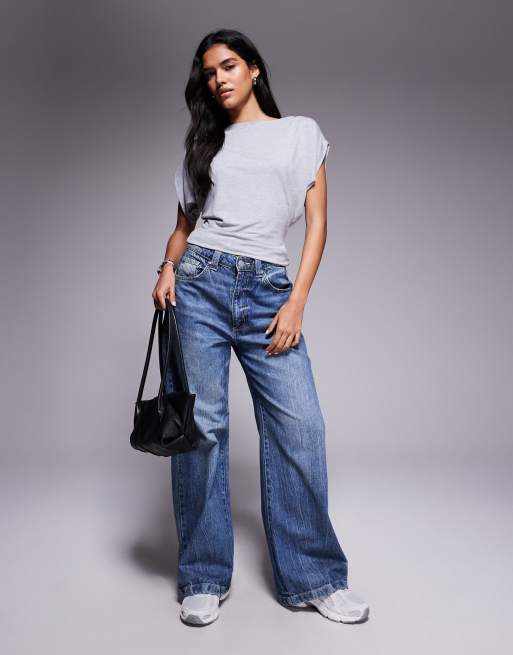 ASOS DESIGN batwing short sleeve top in grey marl, 2 of 4