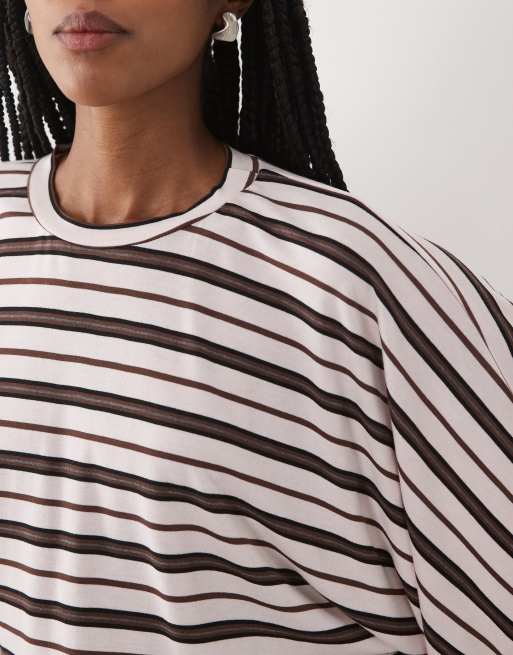 ASOS DESIGN batwing sleeve cinched waist top in stripe, 4 of 4