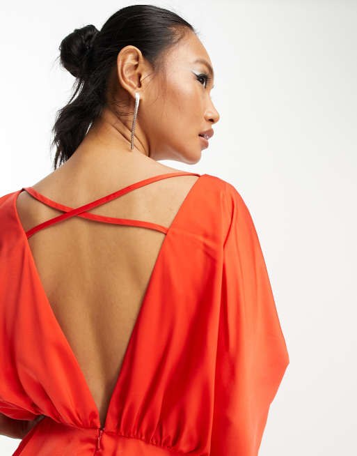 open lace back dress Plus Size Hidden Pocket Batwing Sleeve V Neck Long Dress  Wholesale  Capella Apparel