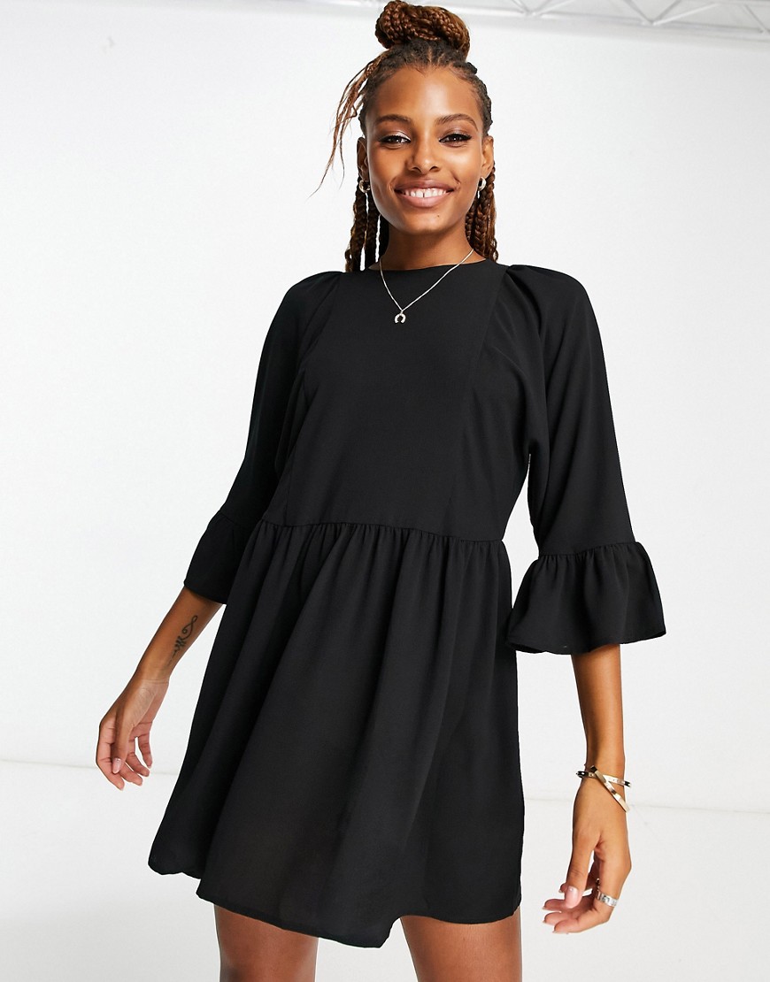ASOS DESIGN batwing sleeve smock mini dress in black