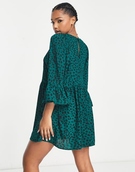 Asos green cheap leopard dress