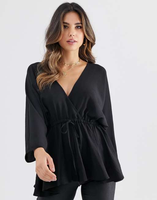 ASOS DESIGN batwing sleeve top with tie waist ASOS