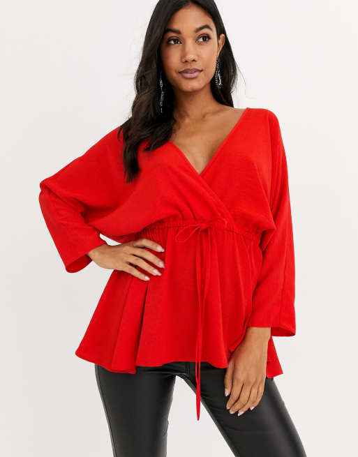 ASOS DESIGN batwing sleeve top with tie waist | ASOS