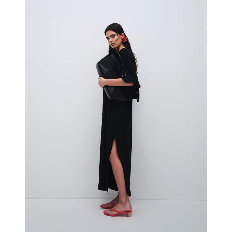 ASOS DESIGN batwing T-shirt midi dress in black | ASOS