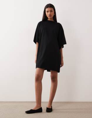 Asos Design Batwing T-shirt Mini Dress In Black