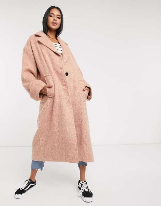 ASOS DESIGN batwing textured slouchy oversized coat in pink