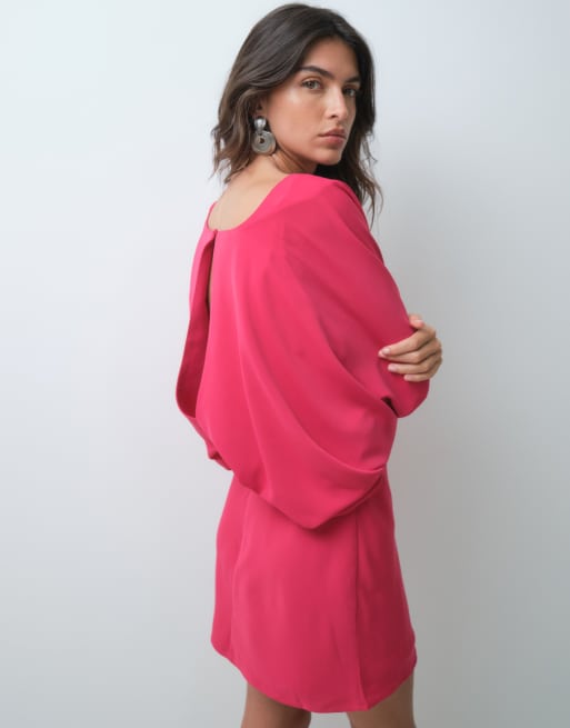 ASOS DESIGN batwing wrap mini dress in pink, 5 of 5