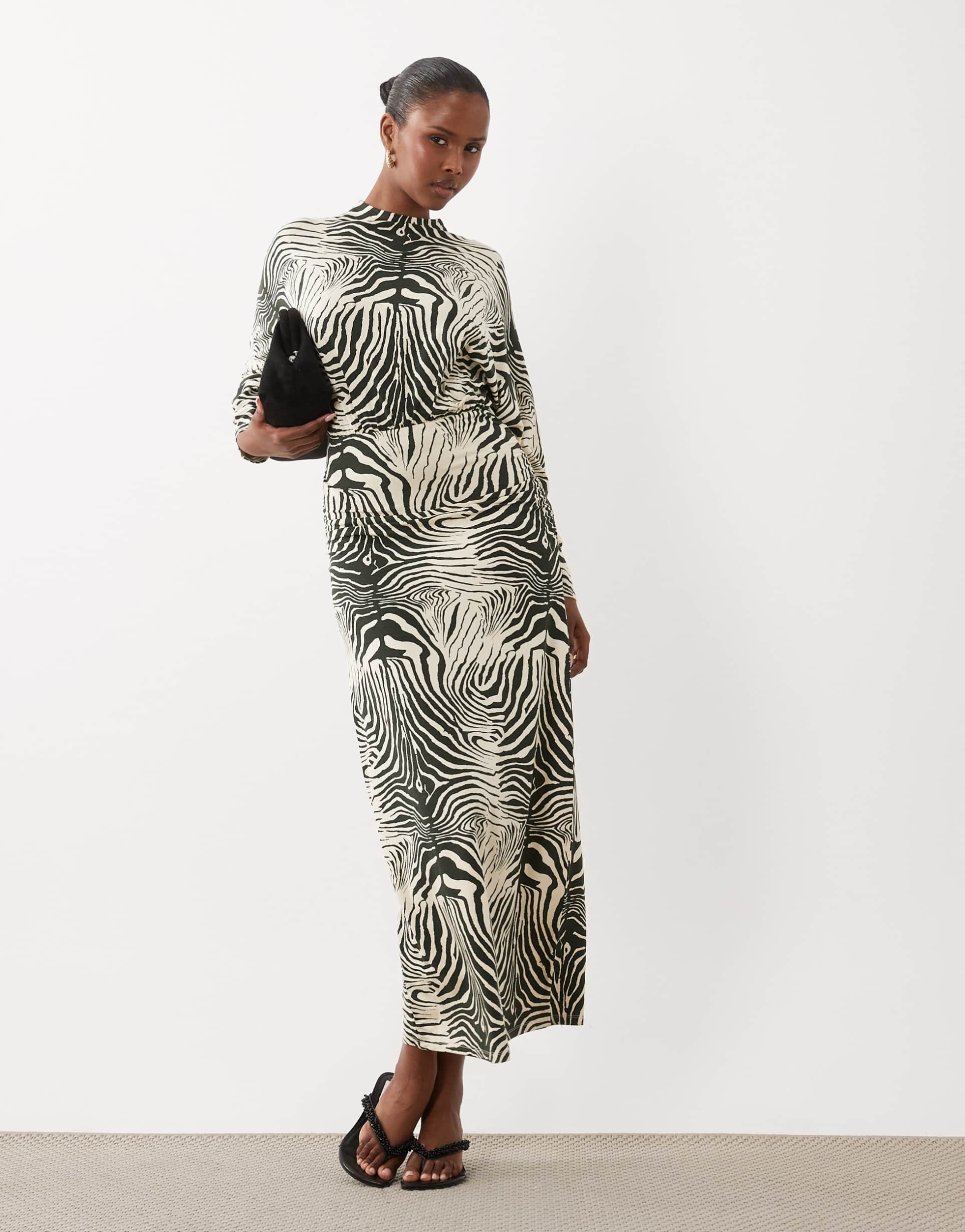 asos design batwing zebra print maxi dress