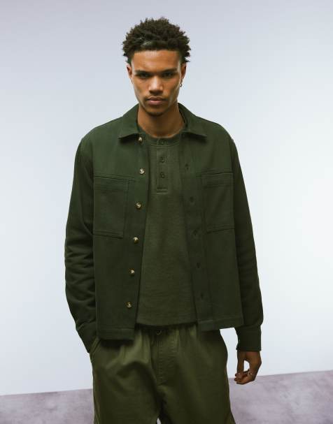 ASOS DESIGN – Baumwoll-Hemdjacke in Khaki - view 1