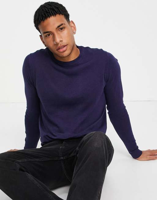 ASOS DESIGN – Baumwollpullover in Marineblau